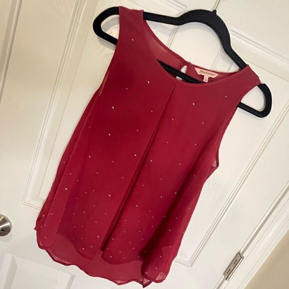Juicy Couture sheer blouse tank beaded small - Picture 1 of 6